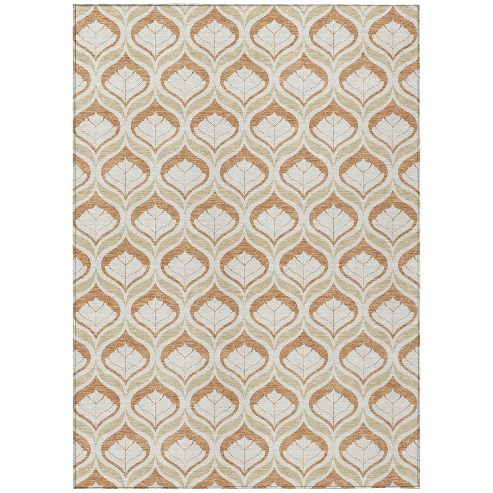 8' X 10' Copper And Beige Geometric Washable Indoor Outdoor Area Rug HomeRoots