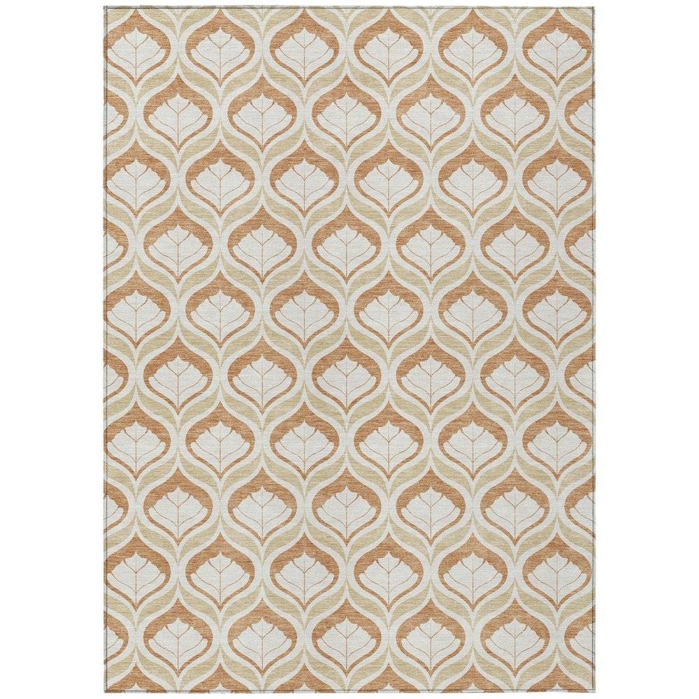 8' X 10' Copper And Beige Geometric Washable Indoor Outdoor Area Rug HomeRoots