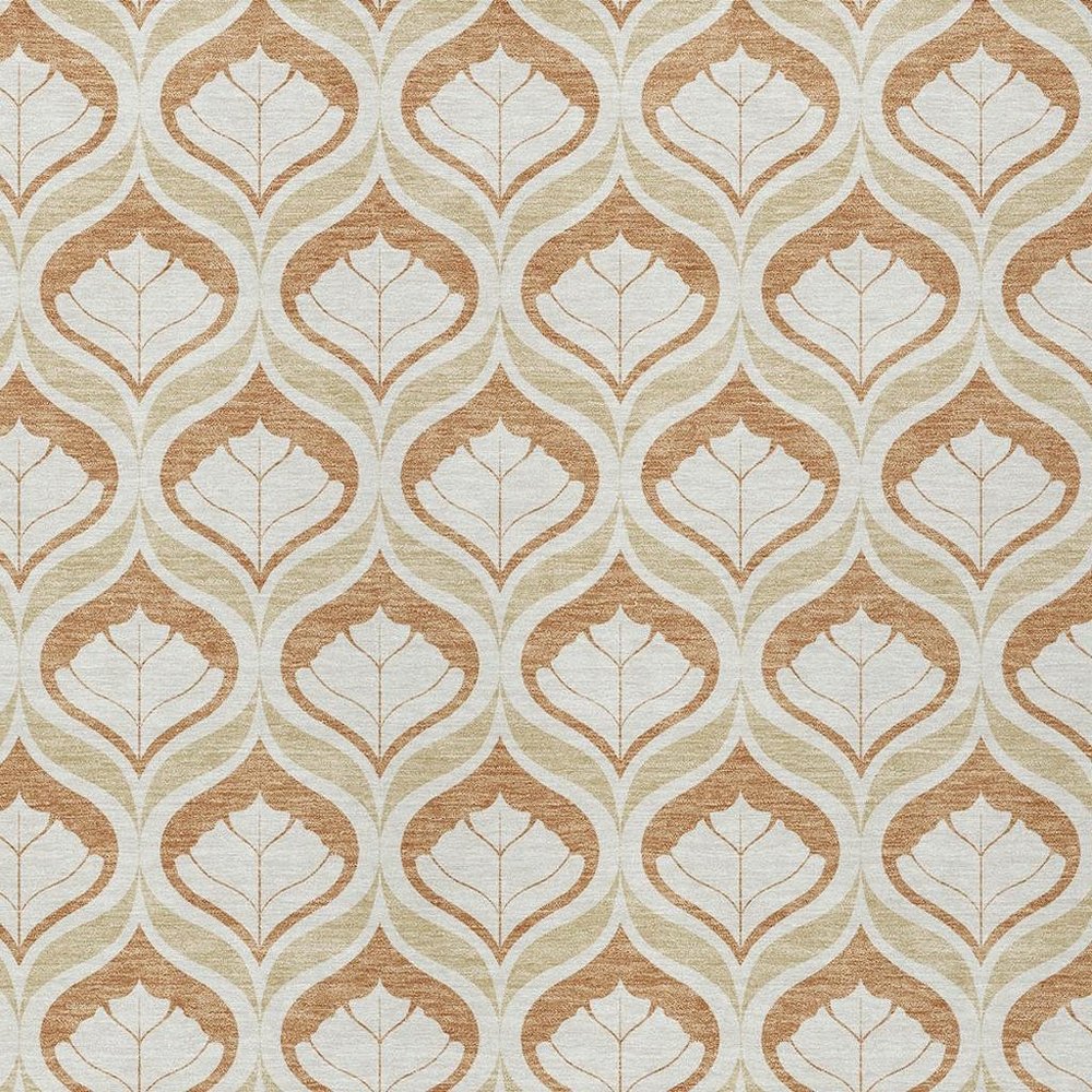 9' X 12' Copper And Beige Geometric Washable Indoor Outdoor Area Rug HomeRoots