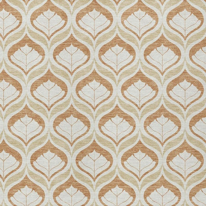 9' X 12' Copper And Beige Geometric Washable Indoor Outdoor Area Rug HomeRoots