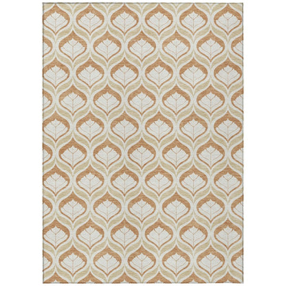 9' X 12' Copper And Beige Geometric Washable Indoor Outdoor Area Rug HomeRoots