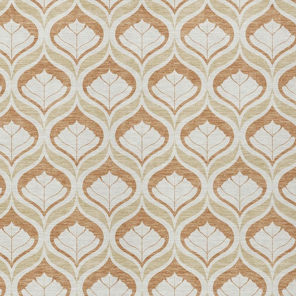 10' X 14' Copper And Beige Geometric Washable Indoor Outdoor Area Rug HomeRoots