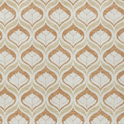 10' X 14' Copper And Beige Geometric Washable Indoor Outdoor Area Rug HomeRoots
