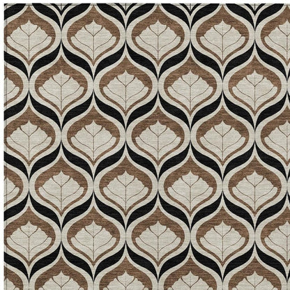 3' X 5' Chocolate Beige And Brown Geometric Washable Indoor Outdoor Area Rug HomeRoots