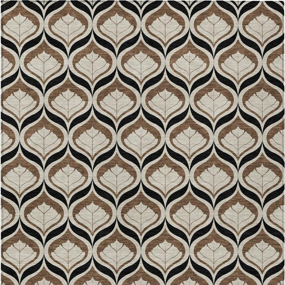 3' X 5' Chocolate Beige And Brown Geometric Washable Indoor Outdoor Area Rug HomeRoots