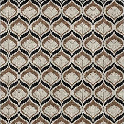 3' X 5' Chocolate Beige And Brown Geometric Washable Indoor Outdoor Area Rug HomeRoots