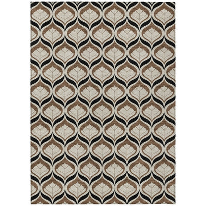 3' X 5' Chocolate Beige And Brown Geometric Washable Indoor Outdoor Area Rug HomeRoots
