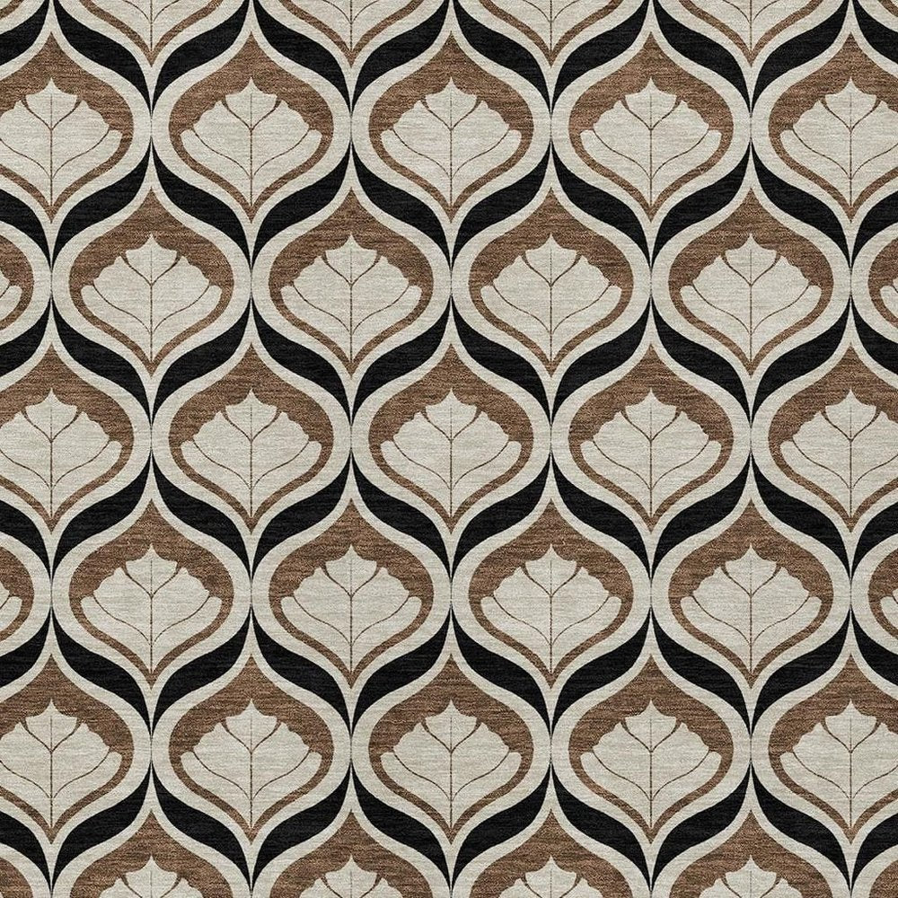 5' X 8' Chocolate Beige And Brown Geometric Washable Indoor Outdoor Area Rug HomeRoots