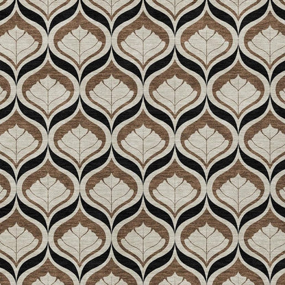 5' X 8' Chocolate Beige And Brown Geometric Washable Indoor Outdoor Area Rug HomeRoots