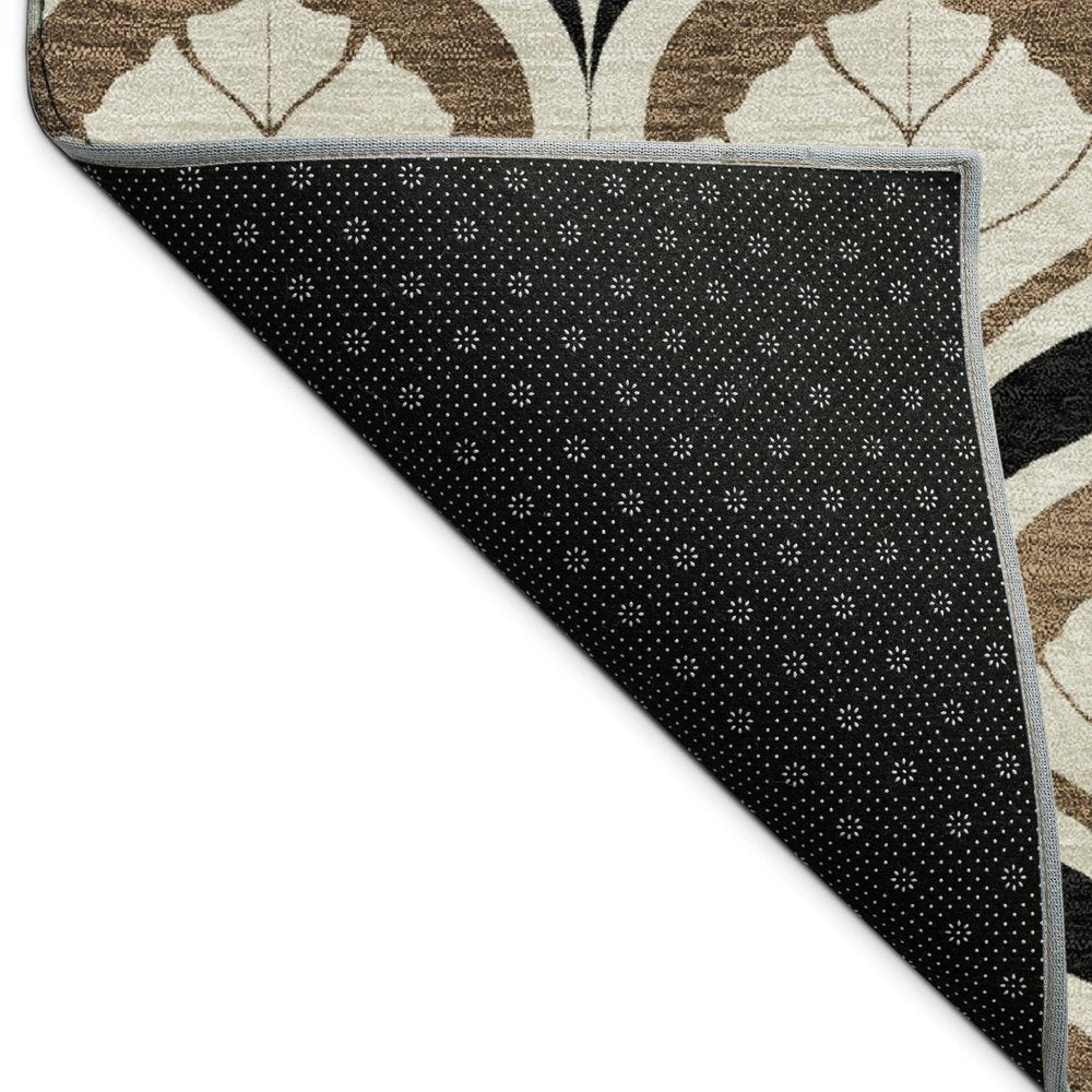 5' X 8' Chocolate Beige And Brown Geometric Washable Indoor Outdoor Area Rug HomeRoots