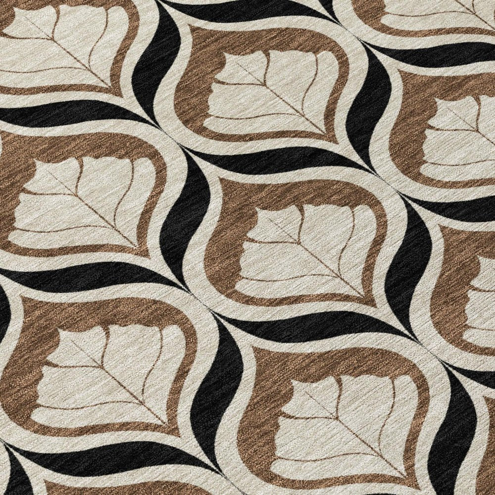 5' X 8' Chocolate Beige And Brown Geometric Washable Indoor Outdoor Area Rug HomeRoots