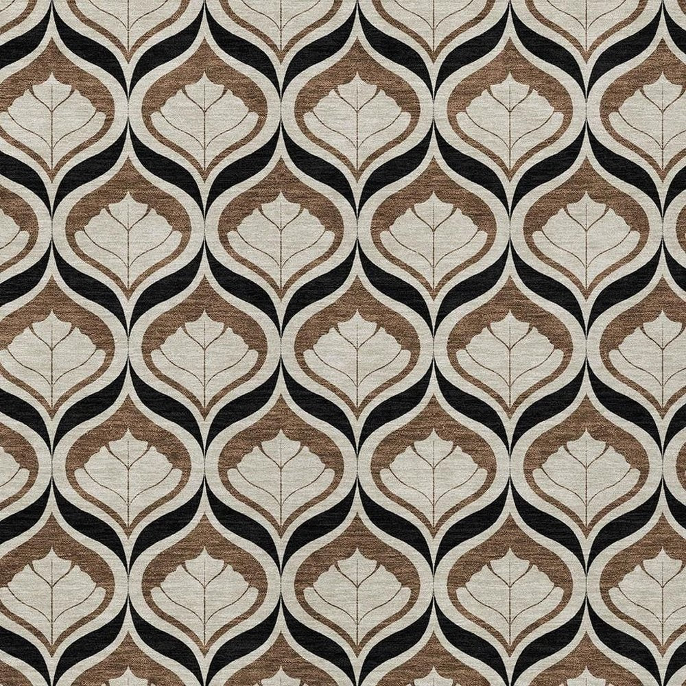 8' X 10' Chocolate Beige And Brown Geometric Washable Indoor Outdoor Area Rug HomeRoots