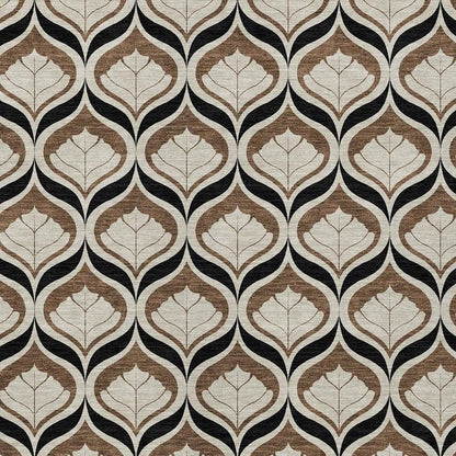 8' X 10' Chocolate Beige And Brown Geometric Washable Indoor Outdoor Area Rug HomeRoots