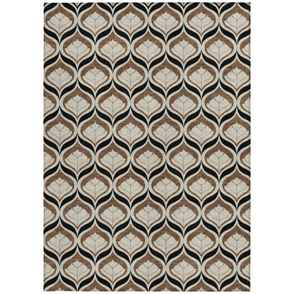 8' X 10' Chocolate Beige And Brown Geometric Washable Indoor Outdoor Area Rug HomeRoots