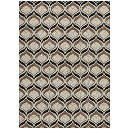 8' X 10' Chocolate Beige And Brown Geometric Washable Indoor Outdoor Area Rug HomeRoots