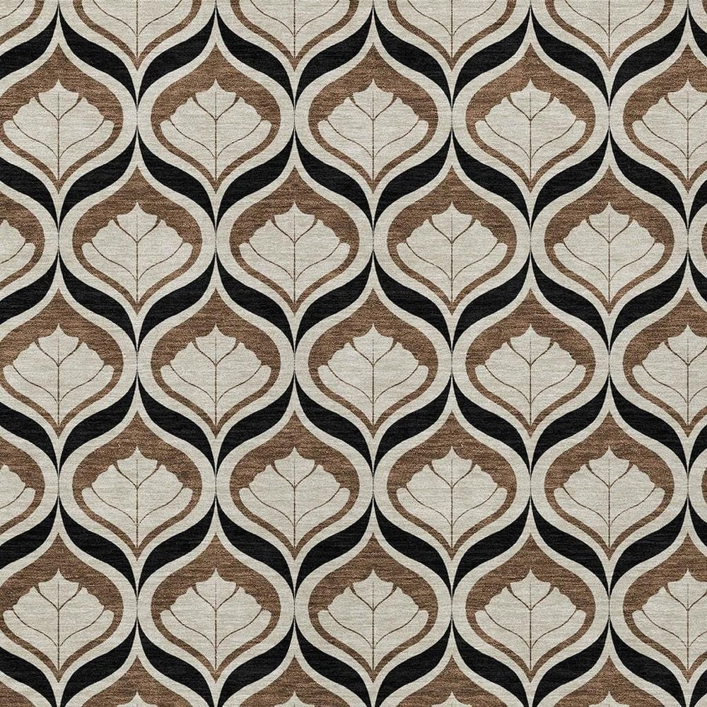 9' X 12' Chocolate Beige And Brown Geometric Washable Indoor Outdoor Area Rug HomeRoots