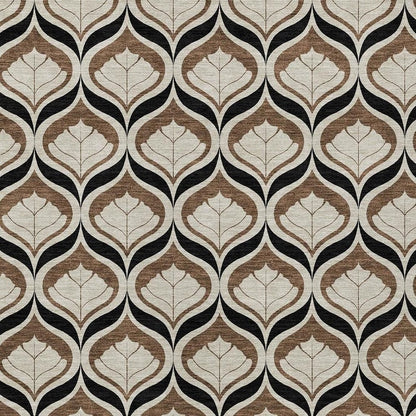 9' X 12' Chocolate Beige And Brown Geometric Washable Indoor Outdoor Area Rug HomeRoots