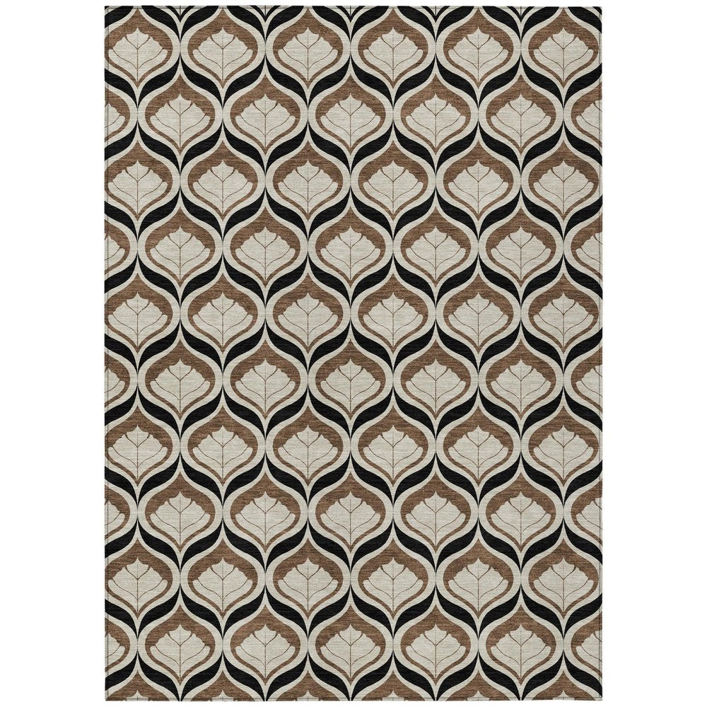 9' X 12' Chocolate Beige And Brown Geometric Washable Indoor Outdoor Area Rug HomeRoots