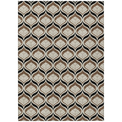 9' X 12' Chocolate Beige And Brown Geometric Washable Indoor Outdoor Area Rug HomeRoots