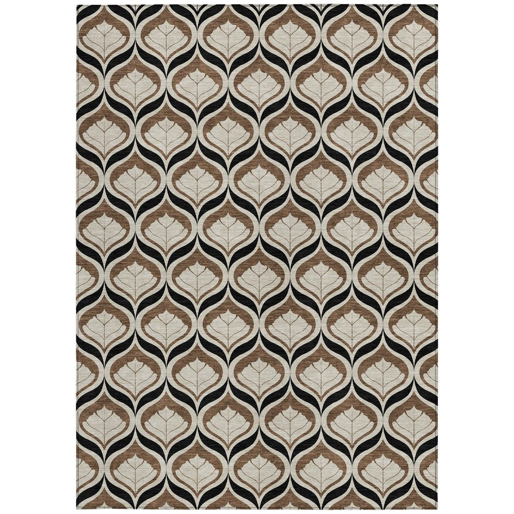 10' X 14' Chocolate Beige And Brown Geometric Washable Indoor Outdoor Area Rug HomeRoots