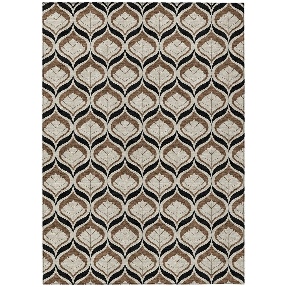 10' X 14' Chocolate Beige And Brown Geometric Washable Indoor Outdoor Area Rug HomeRoots