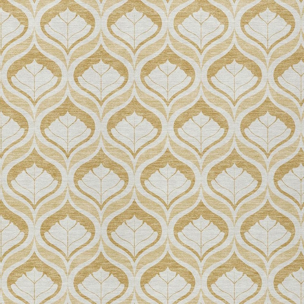 3' X 5' Gold And Ivory Geometric Washable Indoor Outdoor Area Rug HomeRoots