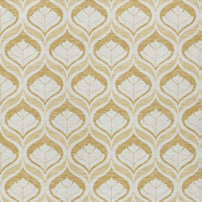 3' X 5' Gold And Ivory Geometric Washable Indoor Outdoor Area Rug HomeRoots