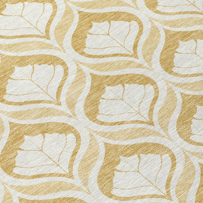 3' X 5' Gold And Ivory Geometric Washable Indoor Outdoor Area Rug HomeRoots