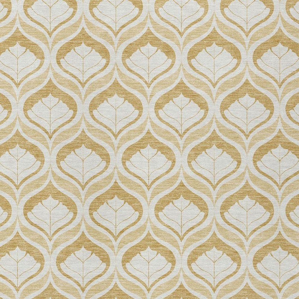 5' X 8' Gold And Ivory Geometric Washable Indoor Outdoor Area Rug HomeRoots