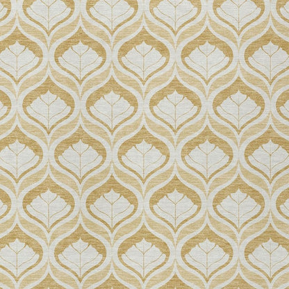 5' X 8' Gold And Ivory Geometric Washable Indoor Outdoor Area Rug HomeRoots