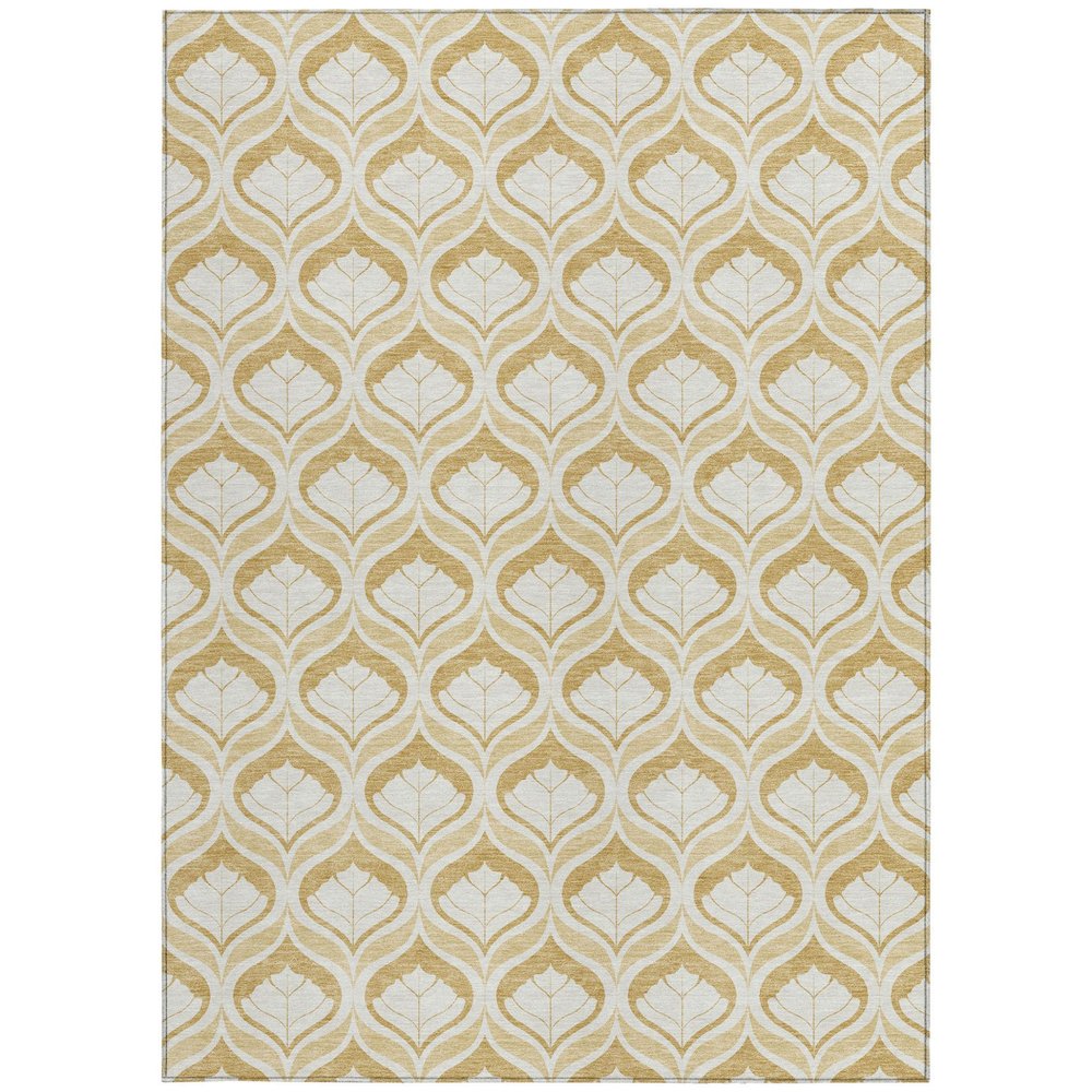 5' X 8' Gold And Ivory Geometric Washable Indoor Outdoor Area Rug HomeRoots