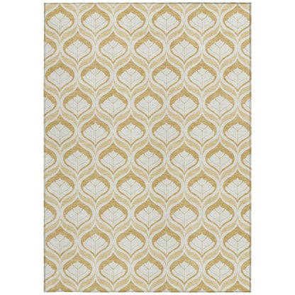 5' X 8' Gold And Ivory Geometric Washable Indoor Outdoor Area Rug HomeRoots