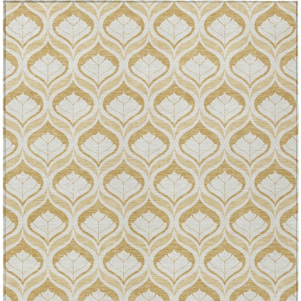 8' X 10' Gold And Ivory Geometric Washable Indoor Outdoor Area Rug HomeRoots