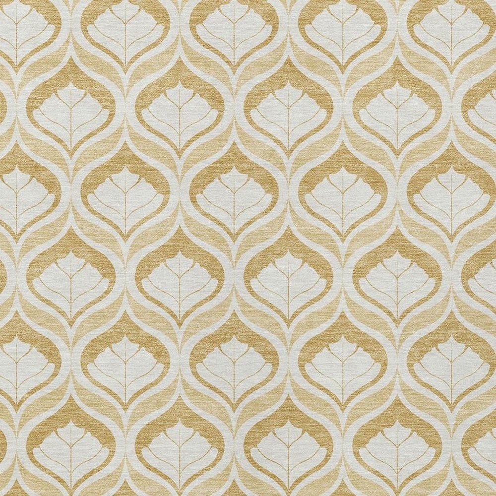 9' X 12' Gold And Ivory Geometric Washable Indoor Outdoor Area Rug HomeRoots