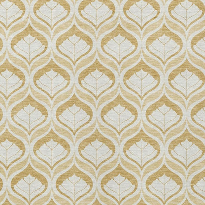 9' X 12' Gold And Ivory Geometric Washable Indoor Outdoor Area Rug HomeRoots