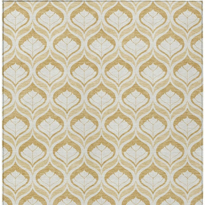 9' X 12' Gold And Ivory Geometric Washable Indoor Outdoor Area Rug HomeRoots