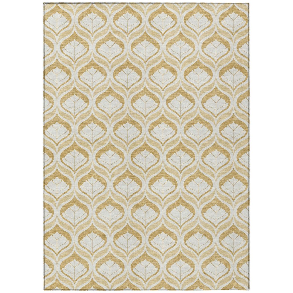 9' X 12' Gold And Ivory Geometric Washable Indoor Outdoor Area Rug HomeRoots