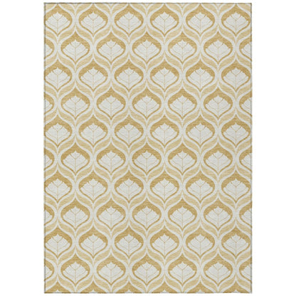 9' X 12' Gold And Ivory Geometric Washable Indoor Outdoor Area Rug HomeRoots