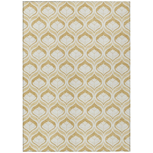 9' X 12' Gold And Ivory Geometric Washable Indoor Outdoor Area Rug HomeRoots