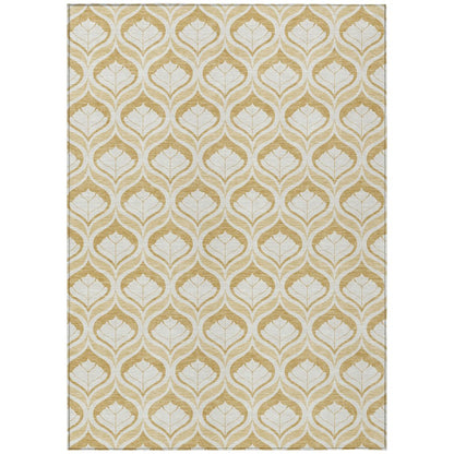 9' X 12' Gold And Ivory Geometric Washable Indoor Outdoor Area Rug HomeRoots