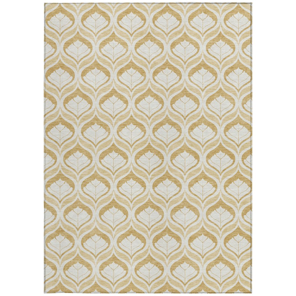 10' X 14' Gold And Ivory Geometric Washable Indoor Outdoor Area Rug HomeRoots