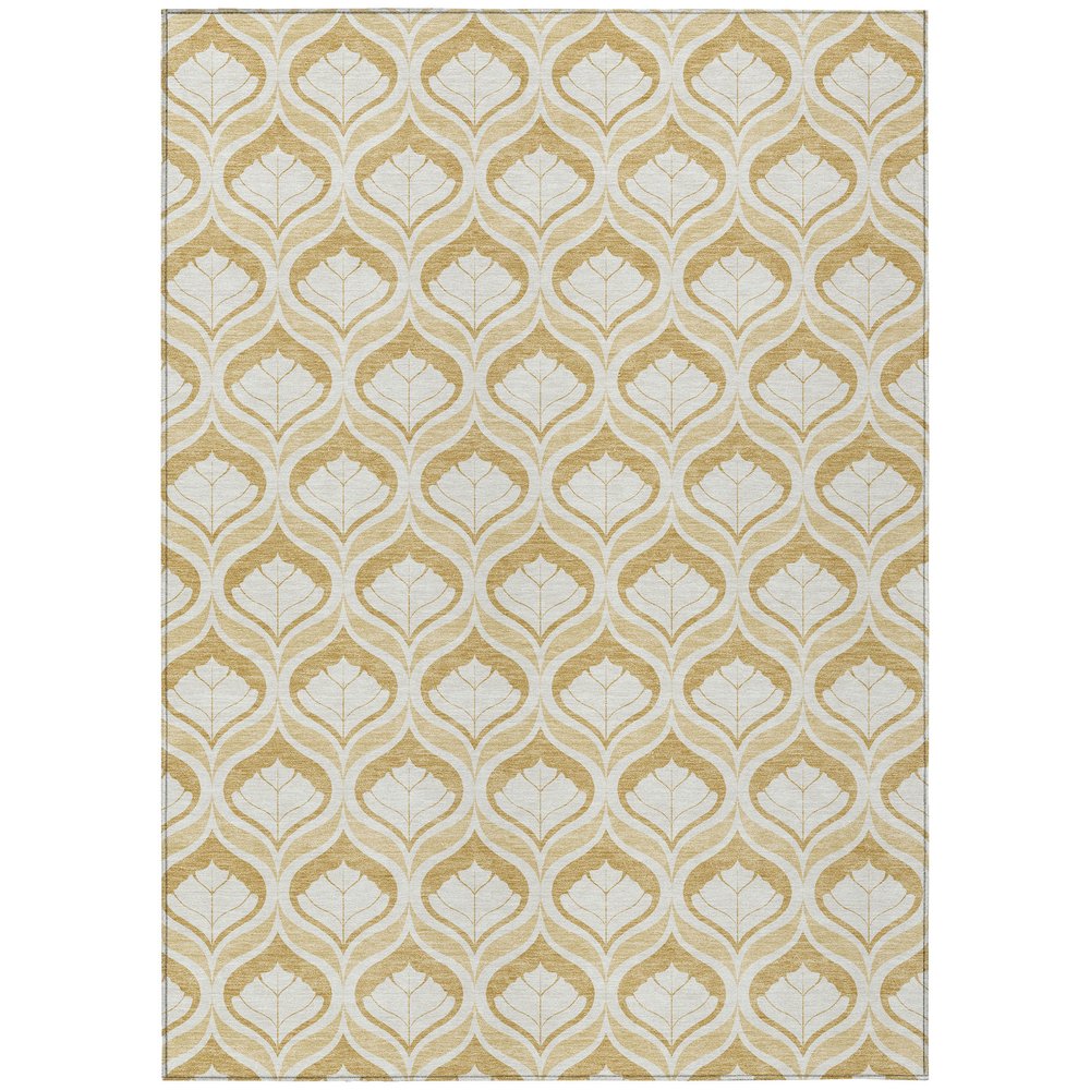 10' X 14' Gold And Ivory Geometric Washable Indoor Outdoor Area Rug HomeRoots
