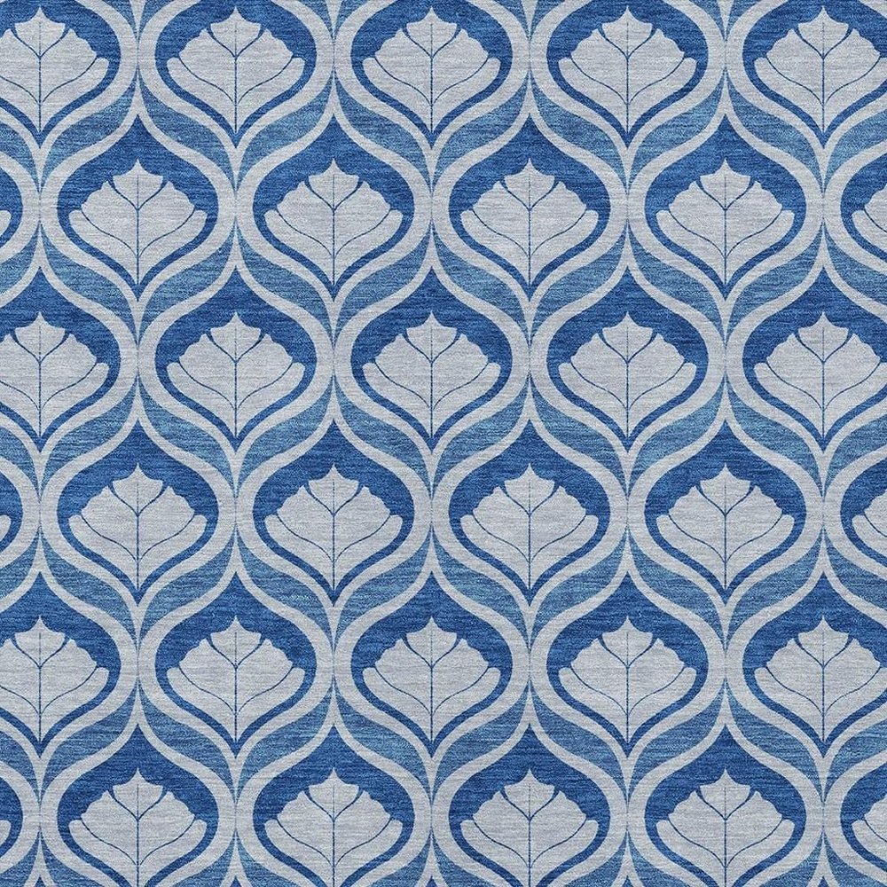 3' X 5' Navy Blue And Sky Blue Geometric Washable Indoor Outdoor Area Rug HomeRoots