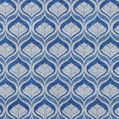 3' X 5' Navy Blue And Sky Blue Geometric Washable Indoor Outdoor Area Rug HomeRoots