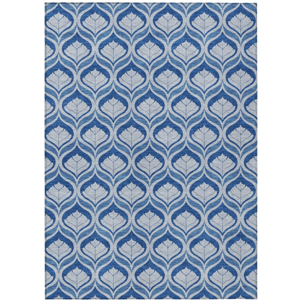 3' X 5' Navy Blue And Sky Blue Geometric Washable Indoor Outdoor Area Rug HomeRoots