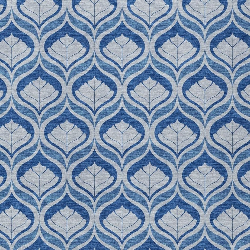 5' X 8' Navy Blue And Sky Blue Geometric Washable Indoor Outdoor Area Rug HomeRoots