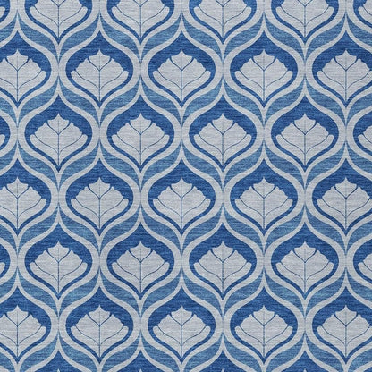 5' X 8' Navy Blue And Sky Blue Geometric Washable Indoor Outdoor Area Rug HomeRoots