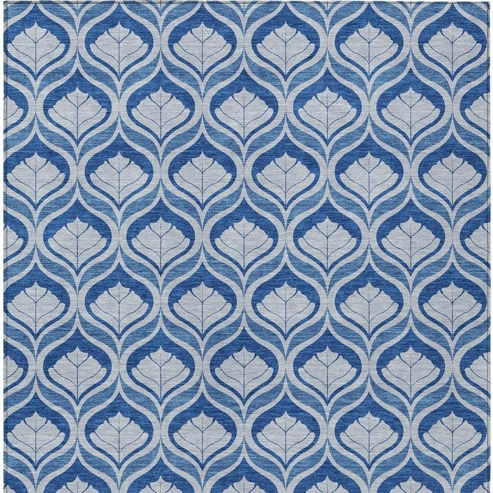 5' X 8' Navy Blue And Sky Blue Geometric Washable Indoor Outdoor Area Rug HomeRoots