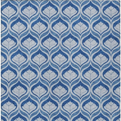 5' X 8' Navy Blue And Sky Blue Geometric Washable Indoor Outdoor Area Rug HomeRoots
