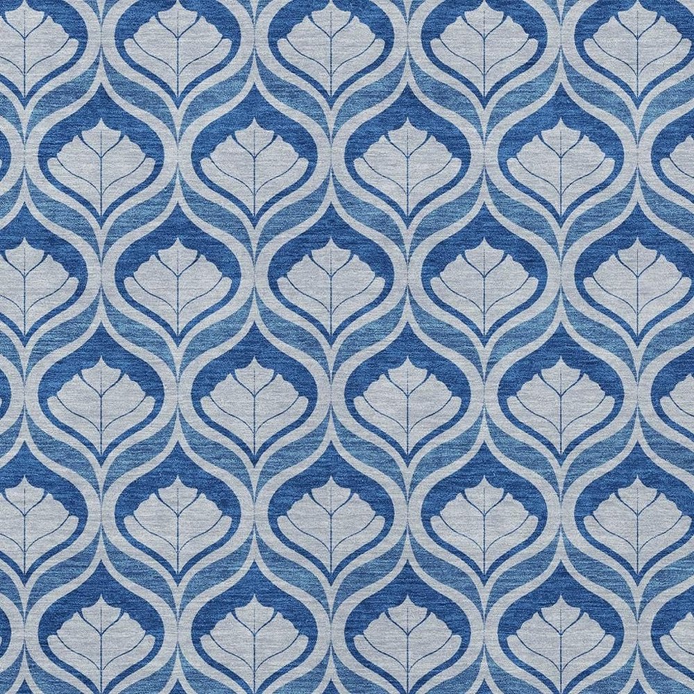 8' X 10' Navy Blue And Sky Blue Geometric Washable Indoor Outdoor Area Rug HomeRoots